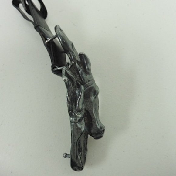 GUCCI BLACK DOUBLE HORSE HEAD LEATHER belt 28 70cm - Picture 6 of 8